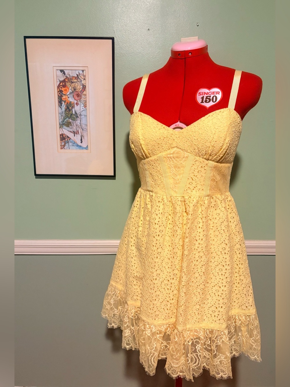 Bebe Buttercup Yellow Lacy Sun Dress
